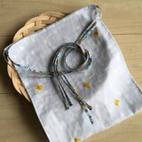 ゆるっと体を締め付けない♪ふんどしパンツ★水色に水玉柄ダブルガーゼ×（ヒモ）水色系の小花柄【フリーサイズ】