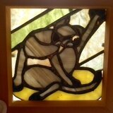 ステンドグラス　猫小額　「バランスねこ」