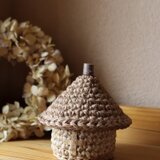 麻紐カチカチシリーズ*　小物入れ　小さなお家（ミルクティーカラー）