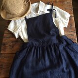 ＊受注＊エプロンワンピースロング丈・S〜LL・リネン100％