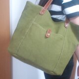 タップリ収納　リネン混紡リバーシブル　トートバッグ