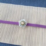 お花のビーズ帯留め　浅葱色(あさぎいろ)