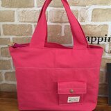 アザレアピンクの帆布トートバッグ  Mサイ