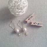 ハートとコットンパールピアス♡