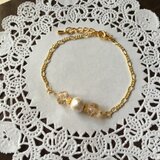 チェコガラス＆コットンパール 上品なブレスレット