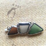 シーグラスとシエルのステンドグラス風ブローチ