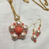 ペンダント&ピアス(コットンパールを使って)