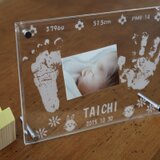 手形・足形フォトフレーム『お花と動物』（クリアアクリル）