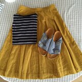 生地終了間近期間限定SALE ハーフリネン大人可愛いスカート