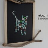 ≪シーグラス インテリア≫シーグラスのはり絵 ～猫 neco