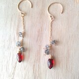 14kgf  : ガーネットとラブラドライトのピアス