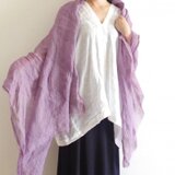 ＜受注生産品＞コチニール染め　薄手リネンのストール<藤＞