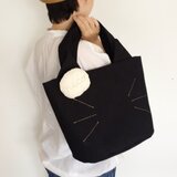 ☆neco bag Lサイズ・ねこバックL☆帆布8号生地・選べるお色7色！オーダーメイド☆