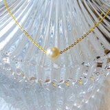 人魚姫の涙 宇和島産 あこや真珠の一粒ネックレス金色