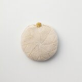 収納できるネットバッグ　シルクレース糸ビーズ編み込み　パール