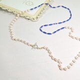 シルクパール＆ヴィンテージビーズの赤いネックレス