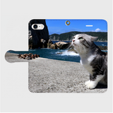 ニャン吉手帳型スマホケース【潮風】＊受注製作＊iPhone Galaxy Xperia ARROWS AQUOS