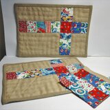 フィードサックとリネンのティーマットセット