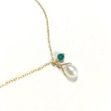 Freshwater Pearl × Swarovski neckles (emerald) k14gf