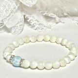 「愛と平和の石」ラリマー☆マザーオブパールブレスレット