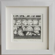 【銅版画】 ジュリアン・ウィリアムス ＊ 猫 ネコ エッチング ＊ 額装 銅版画】 ジュリアン・ウィリアムス ＊ 猫 ネコ エッチング ＊ 額装