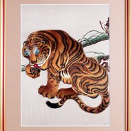 美品　トキワ手芸 刺繍絵 虎 トキワ手芸画報、東京文化刺繍図案、虎の刺繍セット他 - メルカリ