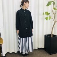 遠州織物シャツワンピース ロング丈 white iichi ハンドメイド クラフト作品 手仕事品の通販