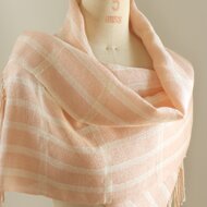 手織り ピンクの絹麻ストール | iichi ハンドメイド・クラフト作品・手 