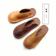 受注製作】ぺたんこ型パンプスサンダル 手製裁縫牛革レザー靴 3
