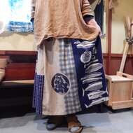 コロナにまけるな 手ぬぐいリメイク 古布や浴衣手ぬぐいを柿渋染にして大人可愛いスカート81 丈 Iichi ハンドメイド クラフト作品 手仕事品の通販