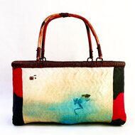 一閑張り 一閑張りバッグ 一貫張り 金襴 着物 浮世絵 獅子 トート 