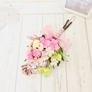 商品名【咲桜】ゆきこ♥ピンクローズと桜の花束風スワッグリース 春リース 大きい桜リース 43cm splw003 | iichi 日々の暮らしを心地よく