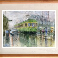 冬の函館市電　水彩画　生原画 札幌の水彩色鉛筆画家○イラストレーター鈴木周作公式サイト