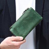 BRU NA BOINNE山羊革 長財布 緑色 ブルーナボイン グリーン人気新品 BRU NA BOINNE Round Zip Long Wallet Python Biology Green
