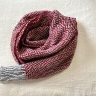 ＜初めてのカシミヤ＞ にんじんの葉染め 千鳥格子 手織り