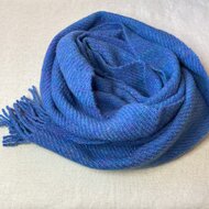 ＜初めてのカシミヤ＞ にんじんの葉染め 千鳥格子 手織り
