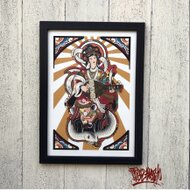 尾九 開運イラスト七福神 弁財天 A4サイズ フレーム付き | iichi