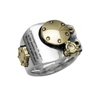 k18 silver メンズ　リング 大きい 指輪 メンズ シンプル 龍頭 K18 ドット 丸 鎚目 シルバー