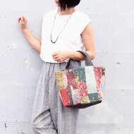 カンタ刺繍パッチワークキルトのトートバッグ【Lサイズ/L