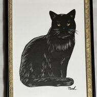 絵画 アート 切り絵 猫 猫の雑貨 黒猫 さび猫 猫の絵 日本画 ペーパーアート Amazon.co.jp: 黒猫 絵画 アクリル画 ネコ インテリア 真作