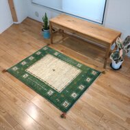 ペルシャ　ギャッベ  玄関　95×63   ベージュ　ブラウン　生命の木　葉 ペルシャ ギャッベ 玄関 95×63 ベージュ ブラウン 生命の木 葉