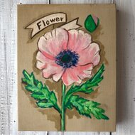 Flower」F0サイズ アート作品 原画 徳島洋子作品 アクリル画 花