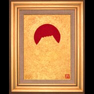 アトリエ富士吉田から金の赤富士○がんどうあつし絵画油絵F6号