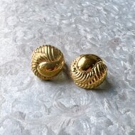 ゴールドイヤリング　ヴィンテージ　ハンドメイド イヤリング K14ゴールドフィルド(ゴールド×ホワイト) (GF/コンビ