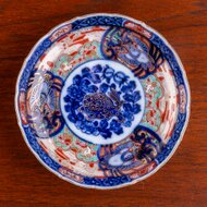 古伊万里 染錦 龍 唐獅子 牡丹 大平四方皿