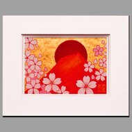 原画◎『桜と赤富士』○がんどうあつし和洋画○純金箔Liquitex膠