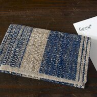 手織布の名刺入れ 琉球藍縞 iichi ハンドメイド クラフト作品 手仕事品の通販