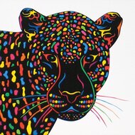 【ヒョウ】アクリル画　イラスト　BAEZ3 A4サイズ額装付き