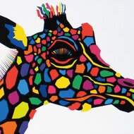 カラフルなキリンの手描き絵画 楽天市場】キリン（テーマ（絵画）動物）（アート・美術品・骨董