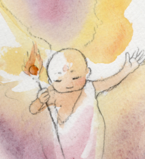水彩画「炎の天使・天からほい」 | iichi 日々の暮らしを